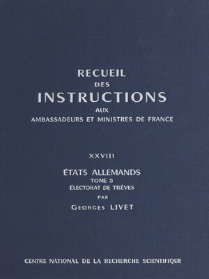 cover image of Recueil des instructions données aux ambassadeurs et ministres de France (28.3)